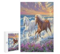 Horses Along Coast 1000Pc Jigsaw Puzzles Suitable All AgesJigsaws Thoughtful Family Activity Colourful Design Home Decor 1000 PCS