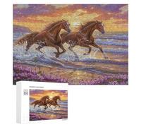 Horses Along Coast 300 Piece Jigsaw Puzzles All AgesJigsaws Evening Relaxation Routine Vibrant Puzzle Stress Relief Home Decor 300 PCS