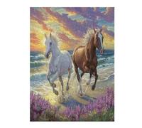 Horses Along Coast 500 Piece Jigsaw Puzzle for All Ages Jigsaw Evening Wind Down Activity Challenging Fun Home Decor Stress Relief 500 PCS