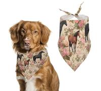 Horses And Floral Cute Dog Bandanas Adjustable Bibs Puppy Neckerchief for Cat Triangle Pet Scarf Summer