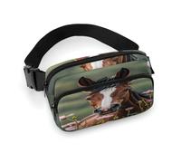Horses And Flowers Fanny Pack Belt Bag with Adjustable Strap Fashion Waist Bag for Outdoor Sports Hiking, white, 20x13cm, Full Printed Waist Bag