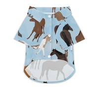 Horses and Foals Dog Shirt Soft Breathable Dog T-ShirtSummer Buttons Clothes Breathable Pet Apparel Daily Wear S