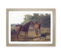 Horses And Hound By Jacques Laurent Agasse Classic Painting Framed Print | A2 Oak Framed Wall Art | Ready to Hang | Classic Animal Picture | Living Room Bedroom Lounge Office
