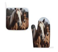 Horses Animals Oven Mitts and Pot Holders 2pcs Set