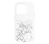 Horses animals picture coloring, painting, drawing Case for iPhone 15 Pro