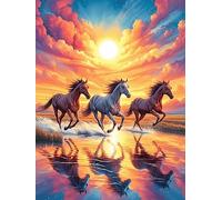 Horses at Sunset 300 Piece Jigsaw Puzzle for Adults Teens Wildlife Pet Jigsaw After Gym Relaxation Brainteaser Puzzle for Fitness Lovers Stress 300 PCS