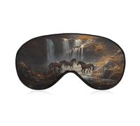 Horses Autumn Landscape Waterfall Sleep Eye Mask Night Shade Cover Soft Adjustable for Travel Naps