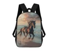 Horses Beach Gallop Backpack, 3D Printed School Bag, School Lunch Bag, Travel Backpack, Friends Backpack, School Backpack for Girls And Boys 17inch