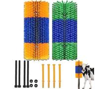 Horses Cow Brush Massage Brush Set Scratch for Farm Animals,Horses,Cattle (Yellow Blue+Green Blue)