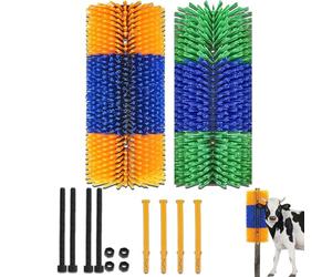 Horses Cow Brush Massage Brush Set Scratch for Farm Animals,Horses,Cattle (Yellow Blue+Green Blue)