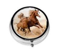 Horses Cubs Two RunMeta Pill Box 3 Compartment Medicine Case,Portable Organizer