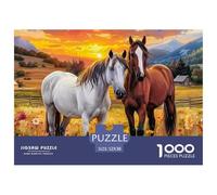 Horses Drinking by A Pond in A Forest Durable Interlocking Pieces Fun Hobby for Spare Time, Evenings, Weekends And Holiday Breaks 52x38cm/1000pcs