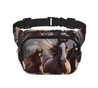 Horses Fanny Pack For Women Waterproof Adjustable Belt Bags Waist Pack Fashion Casual Crossbody Bags Bum Bag For Running Workout Hiking Traveling, Black, One Size