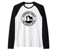 Horses First The Rest Later Cowgirl Silhouette Horse Lover Raglan Baseball Tee