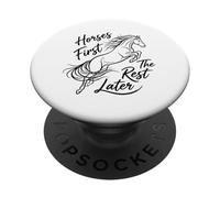 Horses First The Rest Later Jumping Rider Horse Lover PopSockets Adhesive PopGrip