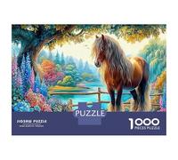 Horses Galloping 1000 Piece Jigsaw Mind Relaxation Puzzle Lake Horse for Office Break Puzzle Puzzle 38x26cm/1000pcs