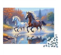 Horses Galloping River 1000 Piece Jigsaw Puzzles for Adults Featuring Artistic Design Jigsaws for Adults As A Mind Relaxation Puzzle for Holiday Activity 52x38cm/1000pcs