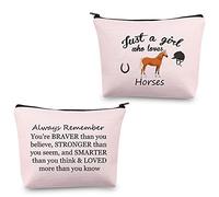 Horses Gifts for Girls Horse Makeup Bag Just a Girl Who Loves Horses Lover Gifts Horses Cosmetic Bag Zipper Pouch Travel Bag Pencil Case Organizer Storage (Horse Pink Bag)