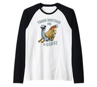 Horses girl TRADE BROTHER FOR a HORSE equestrian riding Raglan Baseball Tee