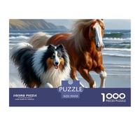 Horses Grazing near A Pond with A Farmhouse Premium Paper Material Fun Brain Teaser Game, Perfect for Evening Relaxation And Holiday Indoor Activities 70x50cm/1000pcs