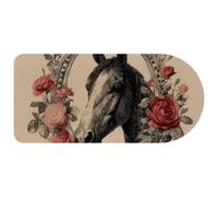 Horse's Head Surrounded by Blooming Roses and Classic Horseshoe Mouse Pad Gaming, 29.1 x13.8 inch Long Computer Keyboard Mouse Mat Non-Slip Base, Large Desk Pad for Gamer Office Home