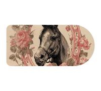 Horse's Head Surrounded by Blooming Roses and Horseshoe Mouse Pad, Large Gaming Keyboard Mat with Non-Slip Rubber Base, Big Extended Desk Protector for Home Office, 29.1’’ x 13.8’’