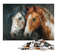 Horses in Harmony 300 Pieces Wooden Puzzles for Adults Jigsaw Puzzles Educational Game Challenge Toy 300pcs (40x28cm)
