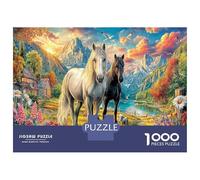 Horses in Landscape Thick Paper Two Horses in Mountains Jigsaw Puzzle Bundle Decorative Family Game 52x38cm/1000pcs