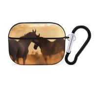 Horses in Love AirPod Pro Case, Anti Scratch Hard PC Cover with Keychain, AirPod Pro 2nd/1st Case Accessories for Women Men, Black-Style