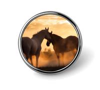 Horses in Love Round Badge for Men Women, Durable & Stylish Lapel Pins, Lightweight Metal Badges for Shirts, Jackets, Hats