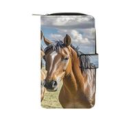 Horses in Love Wallet for Women Elegant Leather Clutch Wallet Large Capacit Credit Card Holder Long Cute Cash Purse Travel Minimalist Coin Purse Bifold Zipper Coin Pocket