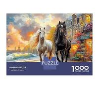 Horses in Paris 1000 Pieces Jigsaw Puzzles Engaging Educational Games Two Horses in Town Jigsaw Puzzles Home Decoration for Adults & Families 52x38cm/1000pcs
