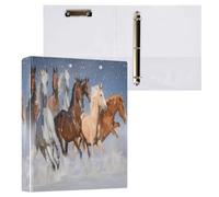 Horses in Snow 3 D-Ring Binder A4 1 Pack with 200 Sheet for Kids School Supplies Women Men Office