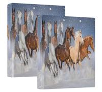 Horses in Snow 3 D-Ring Binder A4 2 Pack with 200 Sheet for Kids School Supplies Women Men Office
