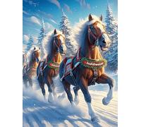 Horses in Snowy Forest 1000 Pcs Jigsaw Puzzle Bundle Wildlife Plant Puzzle for Adults Teens 14+ Fun Family Game Mindful Activity Spring Gift Precision Cut Board 1000 PCS