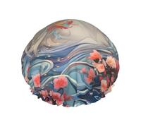 Horses in the River Double layer women's shower cap, reusable, large size design suitable for all hair lengths, suitable for girls, spa and home salon use.