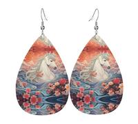 Horses in the River Leather earrings, European and American style earrings for young women, birthday gifts/Valentine's Day gifts