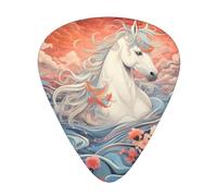 Horses in the River Patterned Guitar Picks - 12-Piece Set with 3 Different Thicknesses, Suitable for Electric and Acoustic Guitars