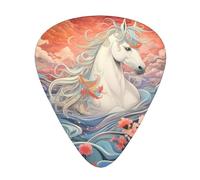 Horses in the River Stylish and durable guitar picks, three types of thin, medium and heavy guitar picks (12 pieces), suitable for guitar, bass, electric guitar, ukulele,