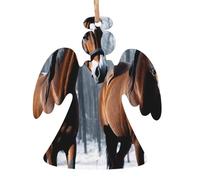 Horses in the Snow -Print Christmas Wooden Ornaments 2PCS- Handmade Eco-Friendly Hanging Decor For Tree Gifts Holiday Festivities.