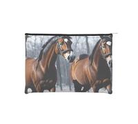 Horses in The Snow Reusable Paper Cosmetic Bag Waterproof & Lightweight for Travel, School & Daily Use Full-Print Design Women, Students, Eco-Conscious