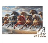 Horses Jigsaw Puzzle Galloping Herd 1000 Pieces Recycled Paper Adults Jigsaws Impossible Difficult Challenge Decompression Home Fun Gift 52x38cm/1000pcs