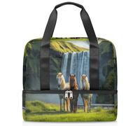 Horses Landscape Sports Duffle Bag for Women Men Kirls Boys Girls 21 L Weekend Overnight Bags Wet Seperated Tote Bag for Travel Gym Yoga