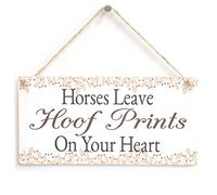Horses Leave Hoof Prints on Your Heart Sign, Peach Leafy Decor