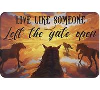 Horses Live Like Someone Left The Gate Open Non Slip Absorbent Resist Dirt Doormat Entrance Rug Inside Floor Mats for Home Bedroom Kitchen Front Porch_18 x 30 Inches