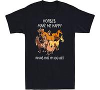 Horses Make Me Happy Humans Make My Head Hurt T-Shirt Horse Lover Gift Men's Tee Black L