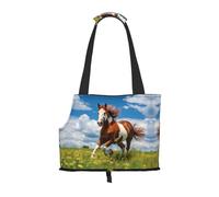 Horses of The Prairie Printed pet Shoulder Bag, Suitable for Small Dogs and Cats, Shopping and Travel Dual-Purpose Bag