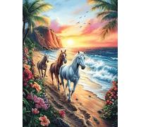Horses on Beach at Sunset 300 Piece Jigsaw Puzzle for Adults Teens Mitos Cuento De Hadas Mental Workout Stress Reduction Vibrant Artwork Idea 300 PCS