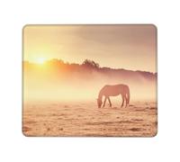 Horses On Pasture at Sundown Non-Slip Rubber Base Mouse Pad with Lock Edge, Large Extended Desk Mat for Enhanced Game Work
