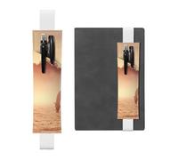 Horses On Pasture at Sundown Print 2pcs Adjustable Elastic Band Pen Holder Pu Leather Pen Sleeve Pouch for Hardcover Journals, Notebooks for Back to School Gift